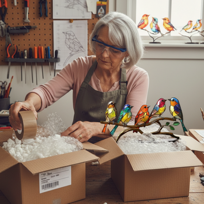 Hochwertige hangefertigte Frühlingsvögel aus Glas