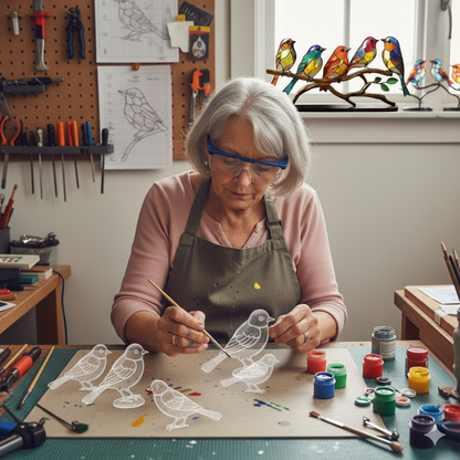 Hochwertige hangefertigte Frühlingsvögel aus Glas