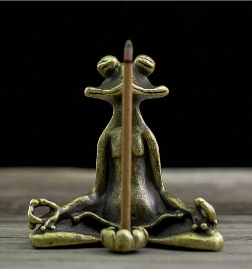 Satori Frosch - Handgefertigter Räucherstäbchenhalter aus Bronze