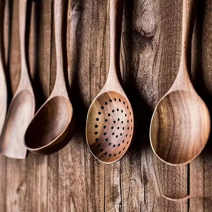5-teiliges Holzkochlöffel-Set aus Naturholz