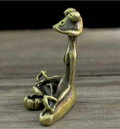 Satori Frosch - Handgefertigter Räucherstäbchenhalter aus Bronze