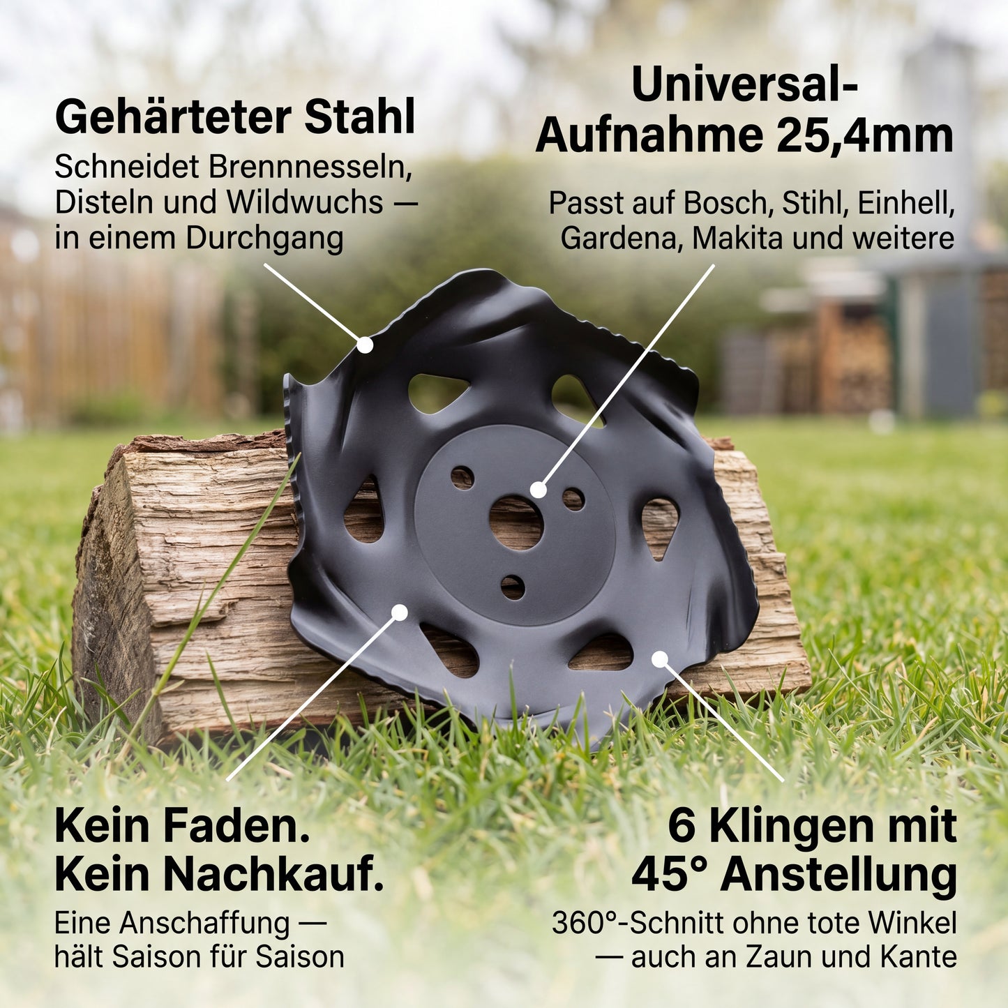 KlingenProfi™ - Der Universal-Schneidkopf aus Stahl für jeden Rasentrimmer