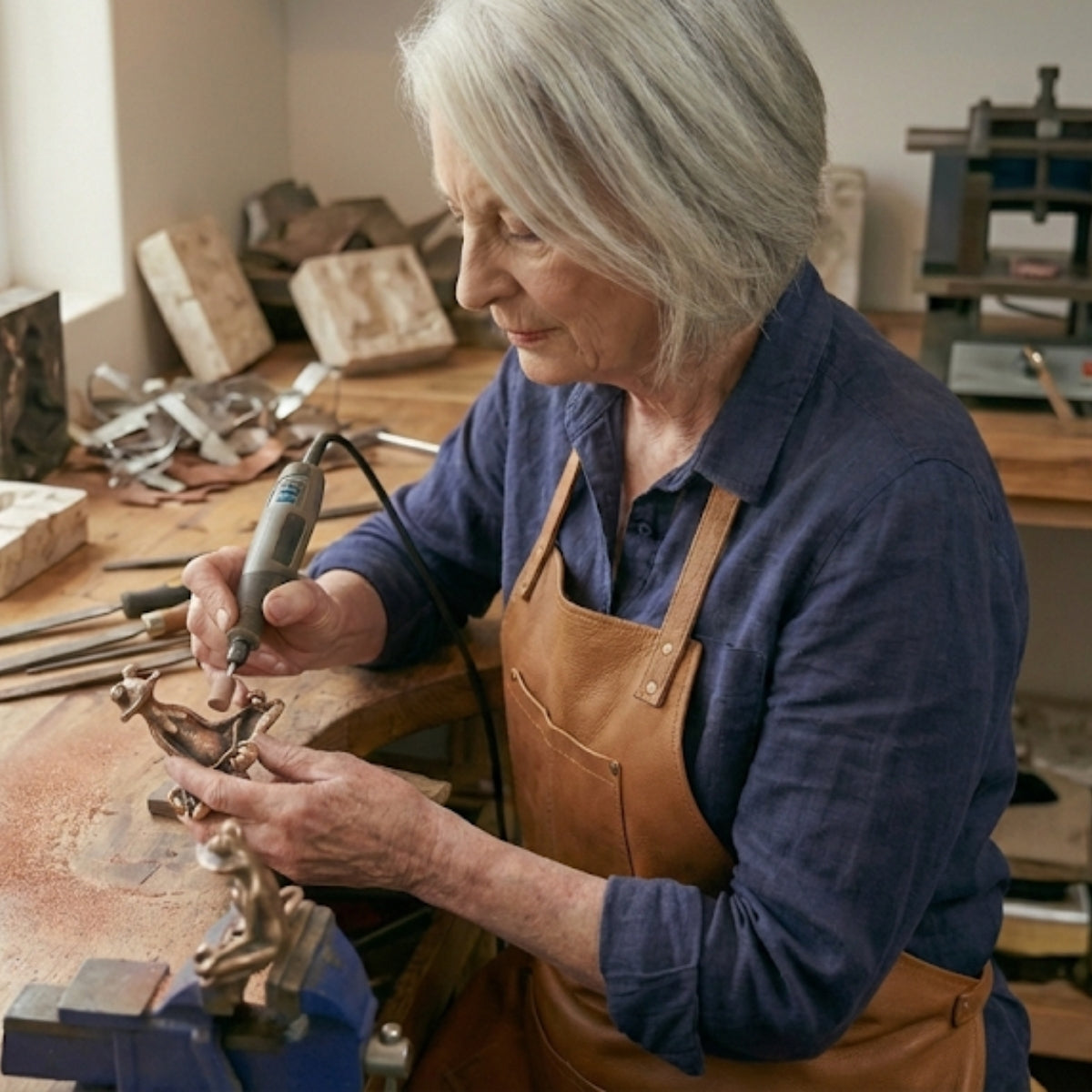 Satori Frosch - Handgefertigter Räucherstäbchenhalter aus Bronze