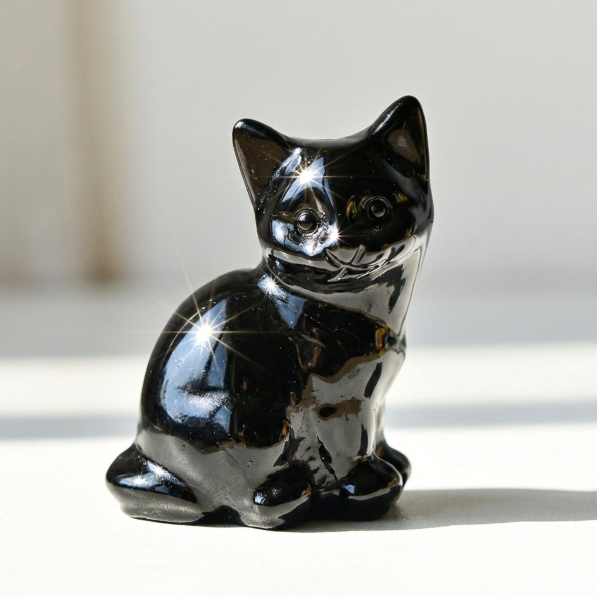 Handgefertigte Obsidian Katze
