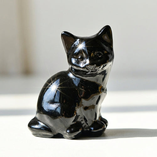 Handgefertigte Obsidian Katze