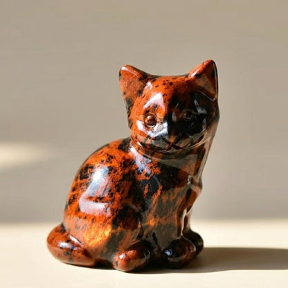 Handgefertigte Obsidian Katze