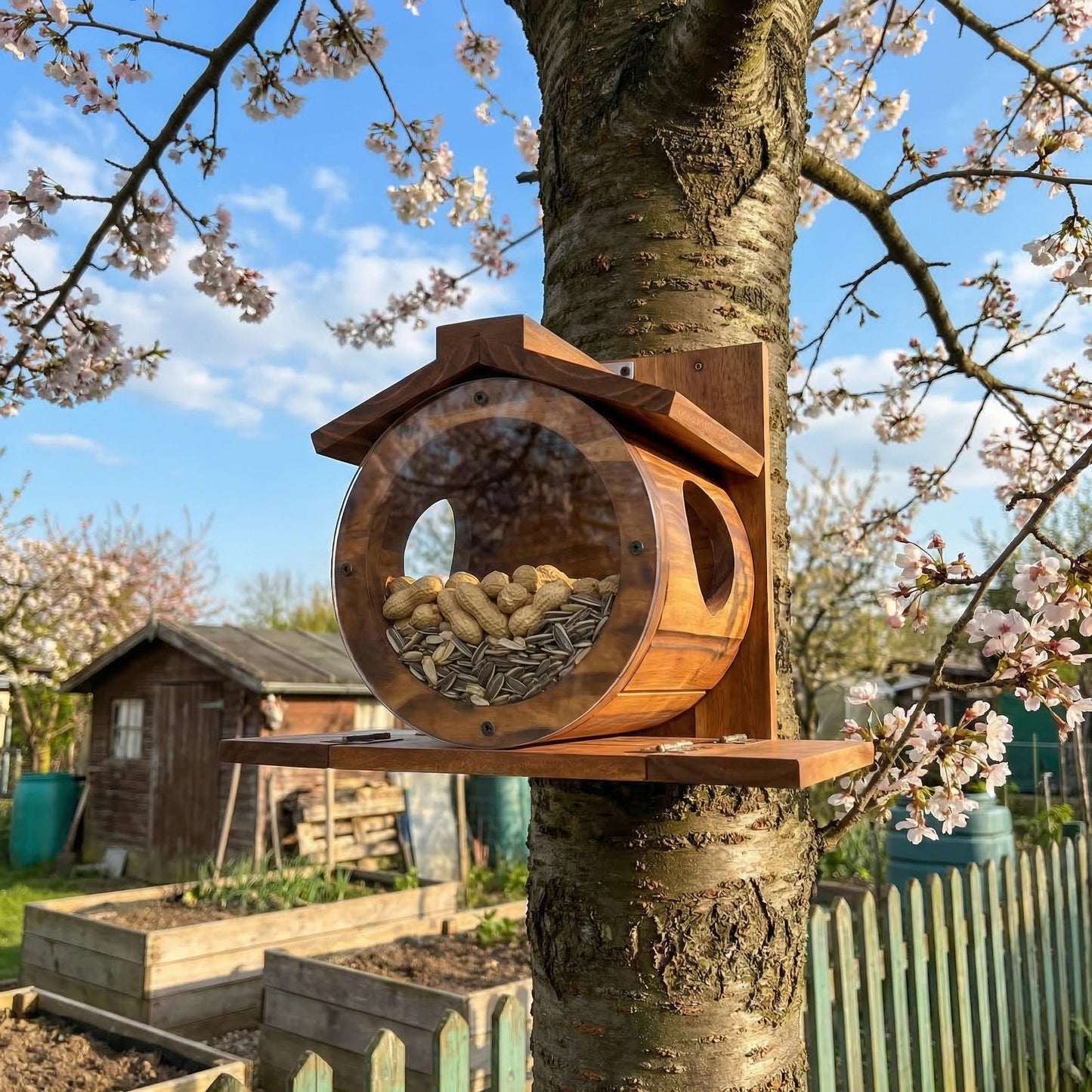 Heinrichs Natural Wood Squirrel Feeder House