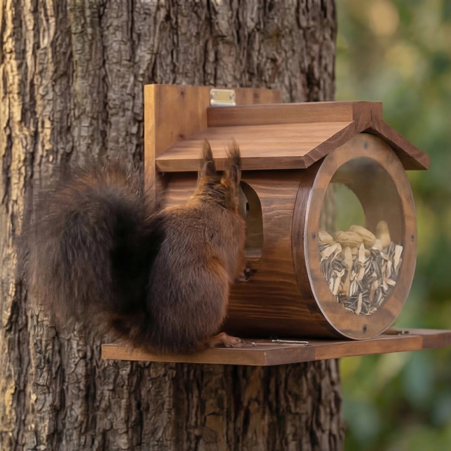 Heinrichs Natural Wood Squirrel Feeder House