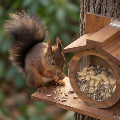 Heinrichs Natural Wood Squirrel Feeder House