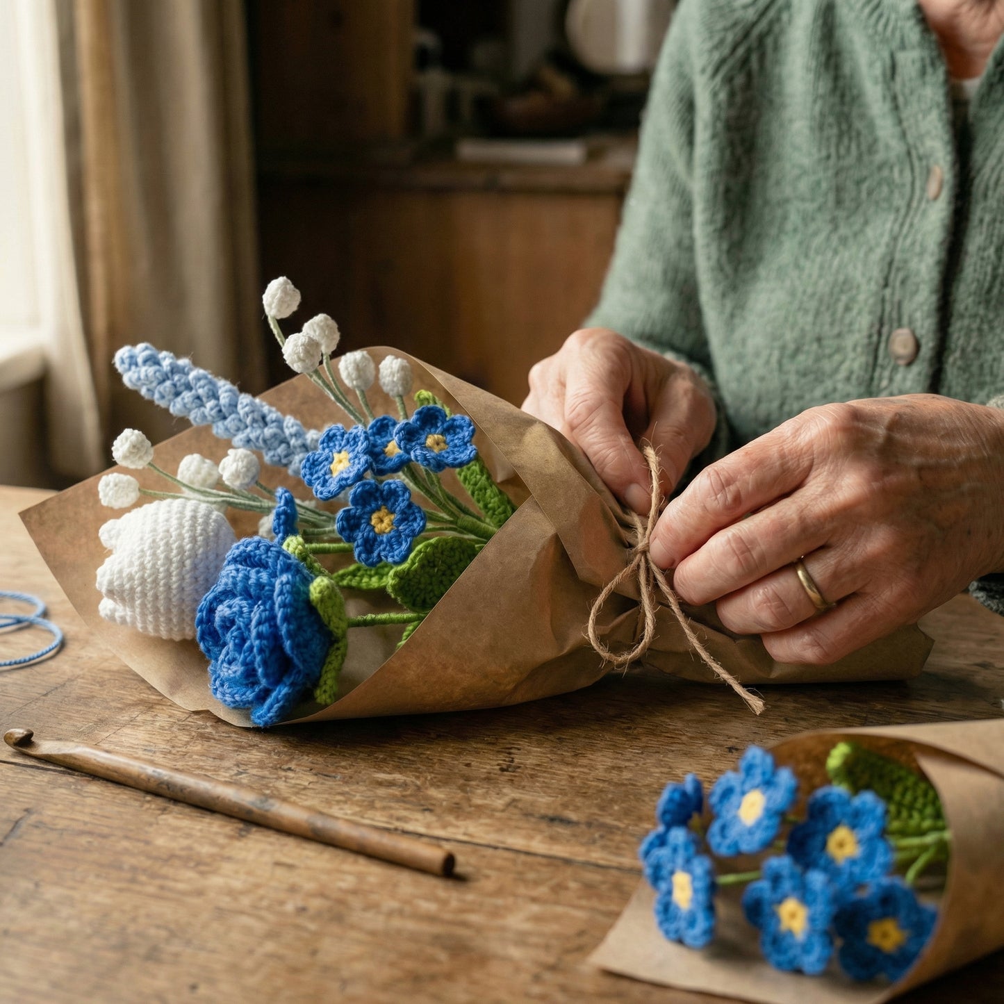 Mariannes Handgehäkelter Blumenstrauß