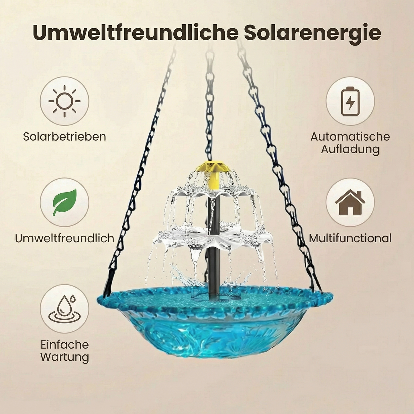 Sonnentränke - Solar-Springbrunnen Vogeltränke