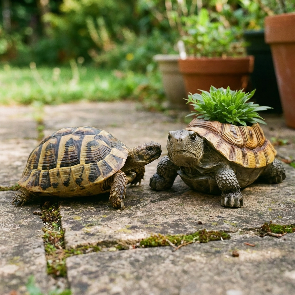 Handgetöpferter Schildkröten Blumentopf